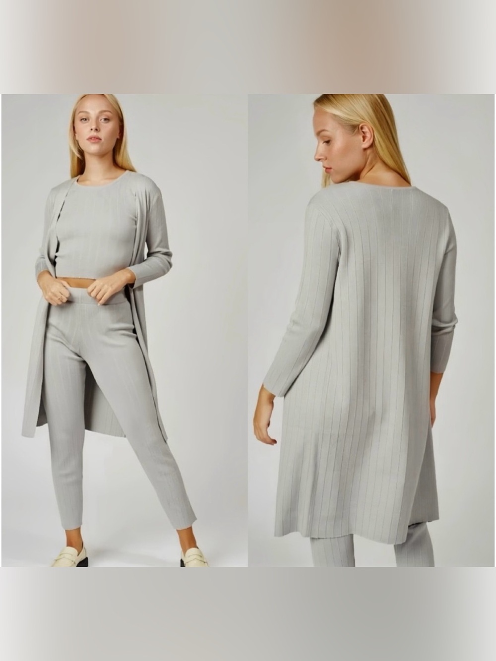 Silk & Salt Staycation Sweat Set 3-Piece Cardigan - Tank - Pants NWT